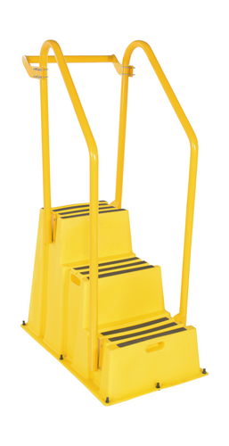 Polyethylene Nestable with Hand and Back Rails Casters 3 Step 500 Lb. Capacity Yellow